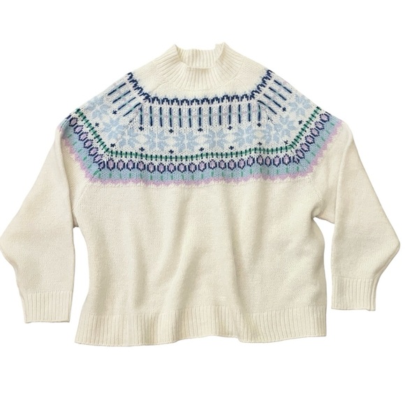 Old Navy Holiday Boxy Poly/Wool
Blend Sweater Women’s 2XL Cream Multicolor NWT - Picture 1 of 11